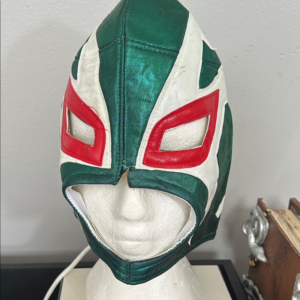Green and White Lucha Libre Mask